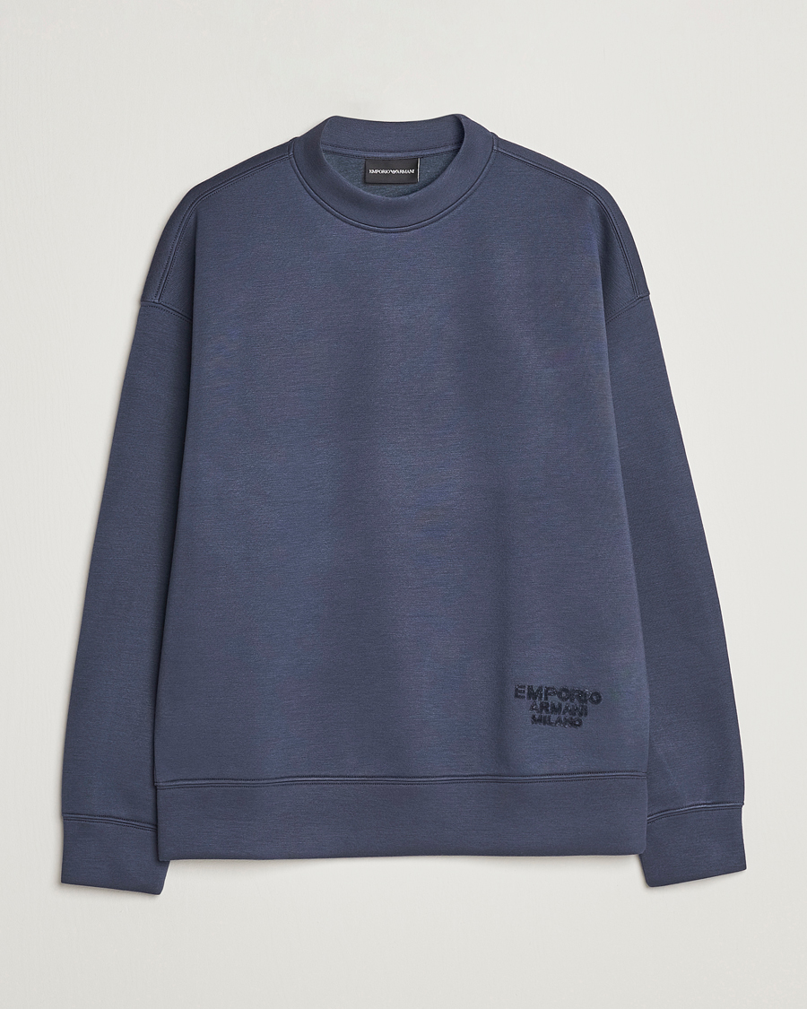 Uomini | Maglieria | Emporio Armani | Modal Sweat Crew Neck Blue Grey