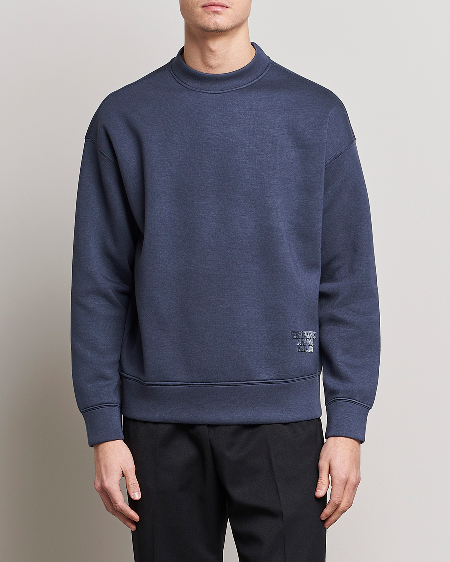 Uomini | Maglieria | Emporio Armani | Modal Sweat Crew Neck Blue Grey