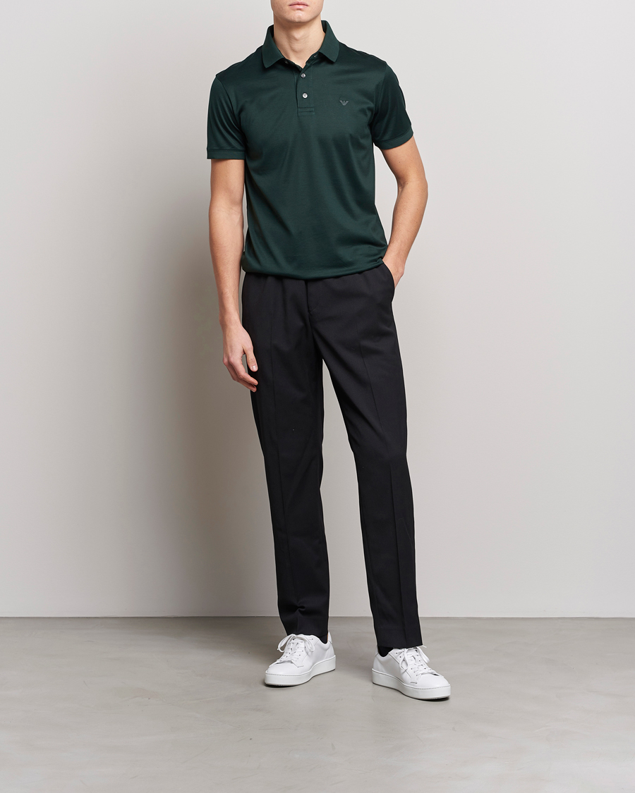 Uomini | Polo | Emporio Armani | Cotton Tencel Polo Green