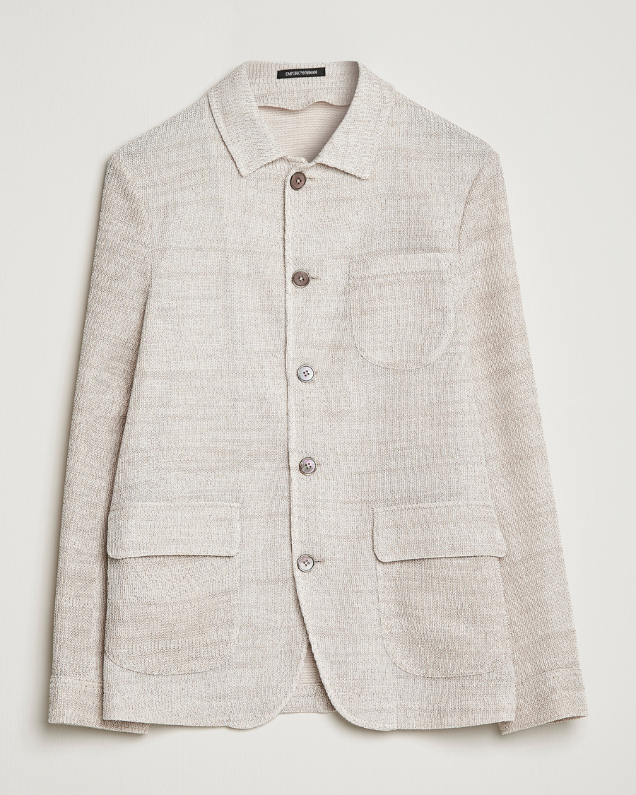 Uomini | Blazers | Emporio Armani | Cotton Knitted Jacket Sand