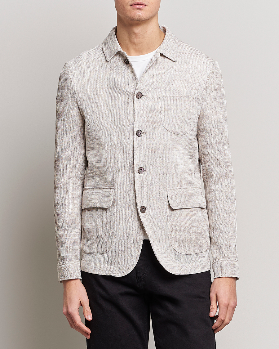 Uomini | Blazers | Emporio Armani | Cotton Knitted Jacket Sand