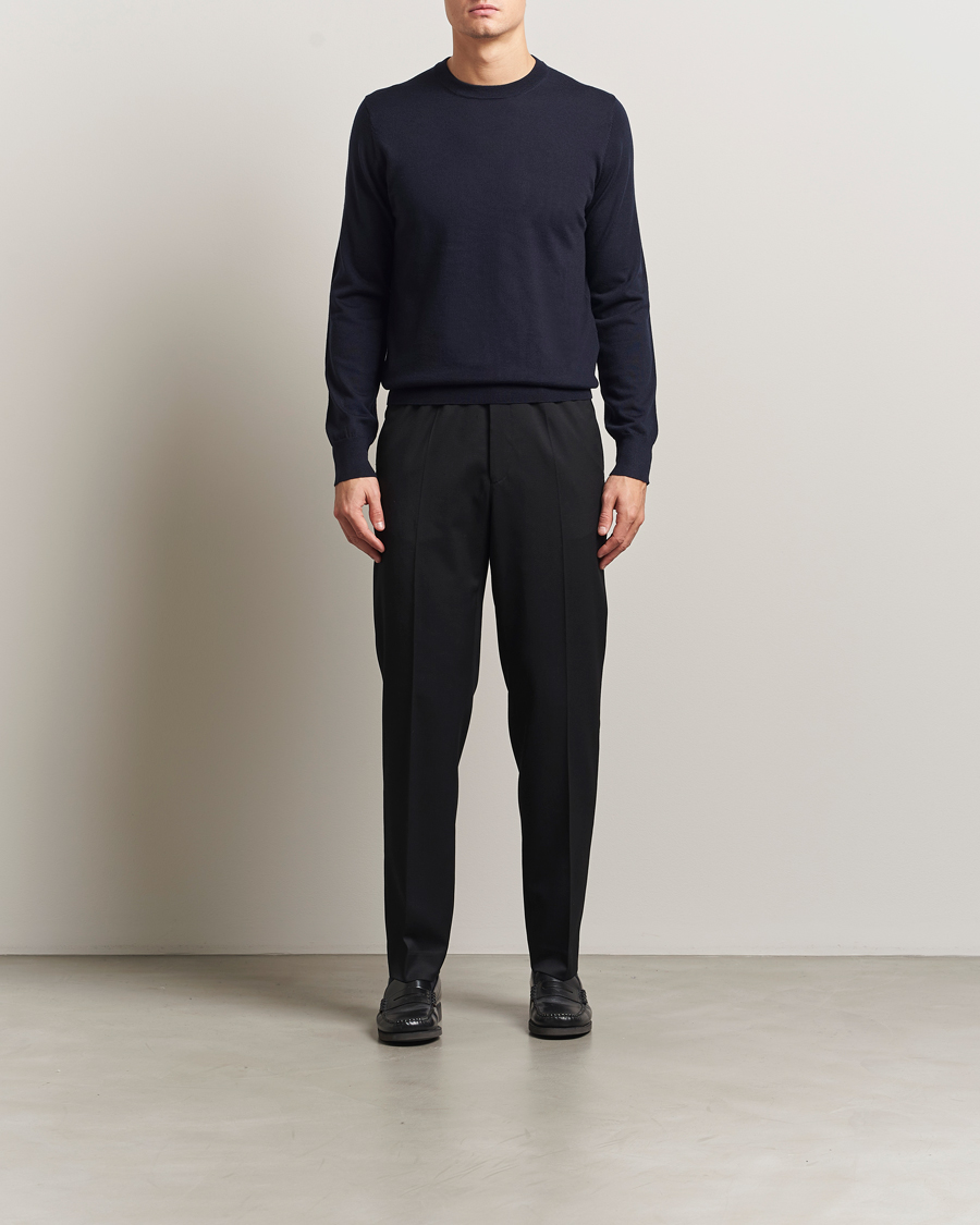 Uomini | Pantaloni | Filippa K | Relaxed Terry Wool Trousers Black
