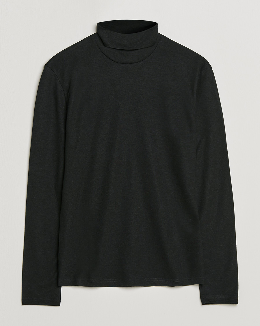 Uomini | Maglieria | Filippa K | Jersey Lyocell Turtleneck Black