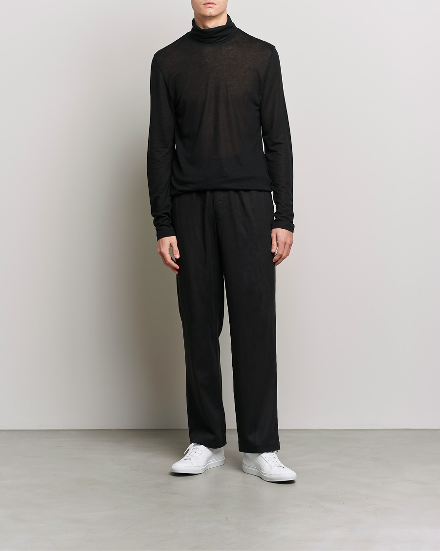 Uomini | Maglieria | Filippa K | Jersey Lyocell Turtleneck Black
