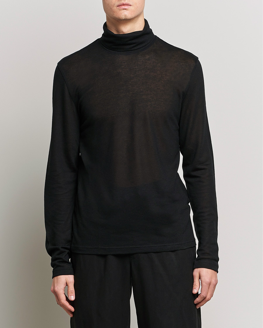 Uomini | Maglieria | Filippa K | Jersey Lyocell Turtleneck Black