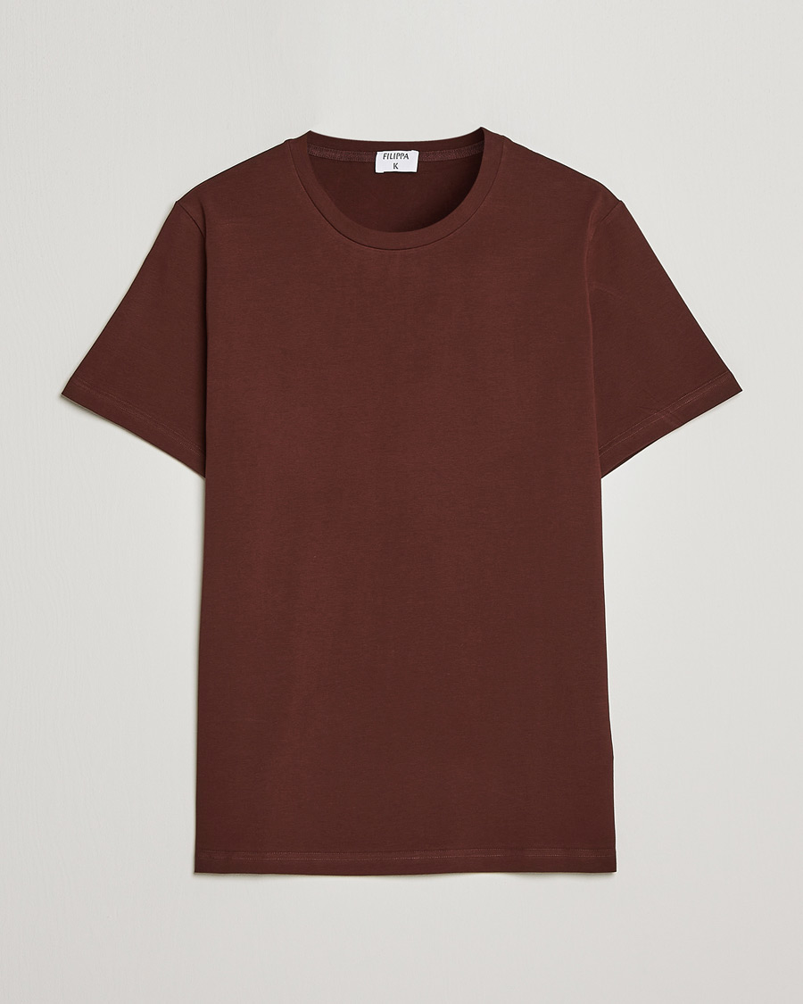 Uomini | T-shirt | Filippa K | Stretch Cotton Tee Brown