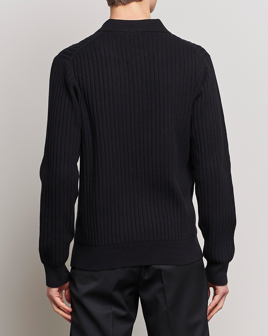Uomini | Maglieria | Filippa K | Knitted Polo Shirt Black