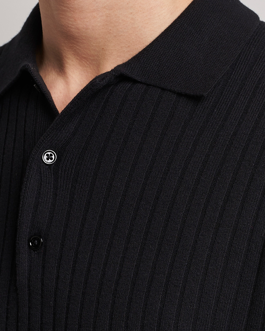 Uomini | Maglieria | Filippa K | Knitted Polo Shirt Black