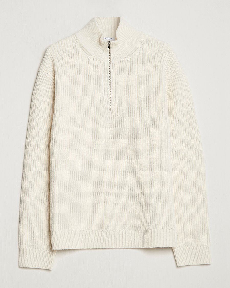 Uomini | Maglieria | Filippa K | Half Zip Sweater Off White