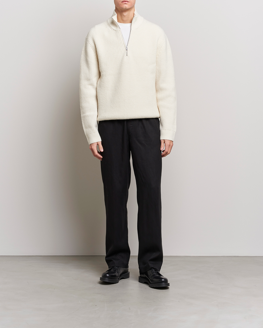 Uomini | Maglieria | Filippa K | Half Zip Sweater Off White