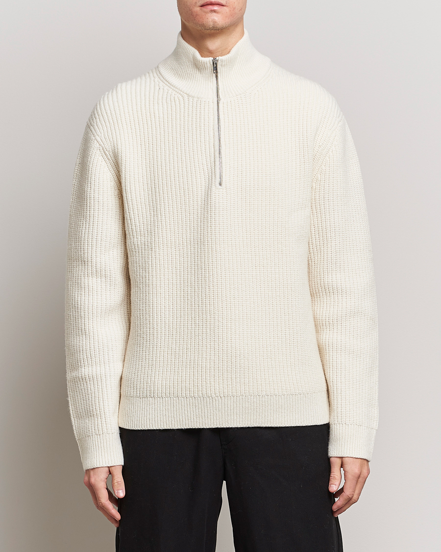 Uomini | Maglieria | Filippa K | Half Zip Sweater Off White