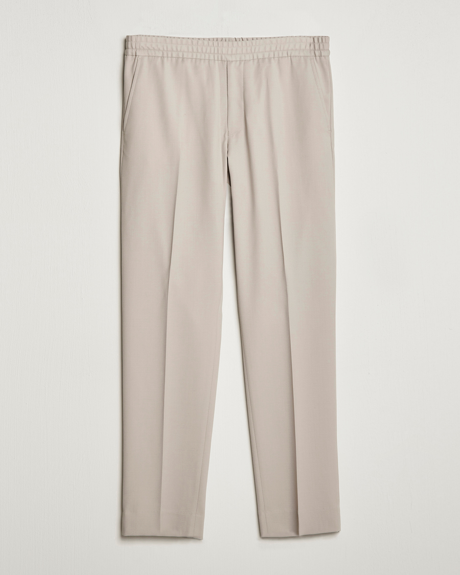 Uomini | Pantaloni | Filippa K | Relaxed Terry Wool Trousers Grey Beige