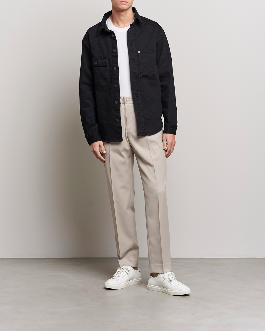 Uomini | Pantaloni | Filippa K | Relaxed Terry Wool Trousers Grey Beige