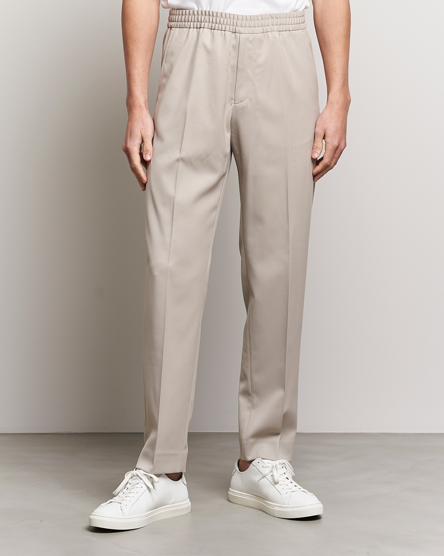 Uomini | Pantaloni | Filippa K | Relaxed Terry Wool Trousers Grey Beige