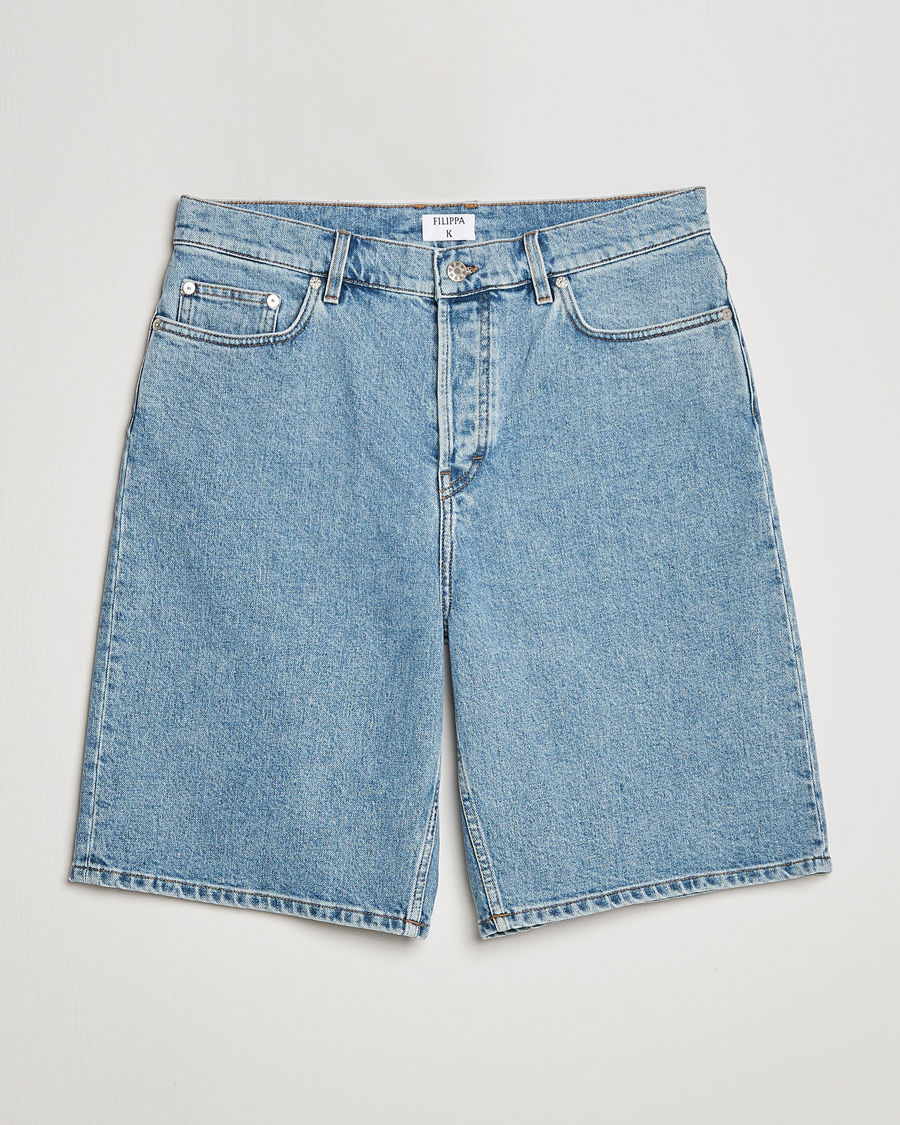 Uomini | Pantaloncini | Filippa K | Bermuda Denim Shorts Allover Stone