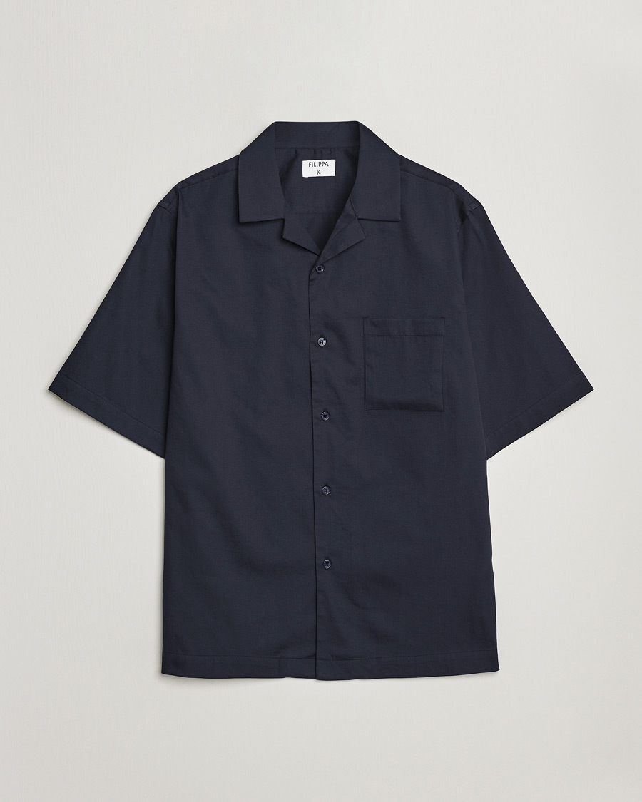 Uomini | Camicie | Filippa K | Lounge Short Sleeve Shirt Night Blue