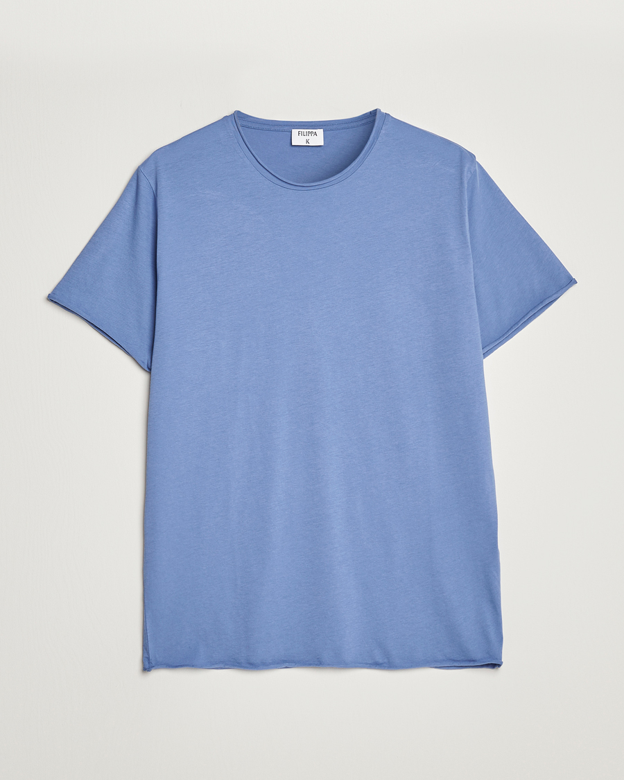 Uomini | T-shirt | Filippa K | Roll Neck Crew Neck Tee Coral Blue