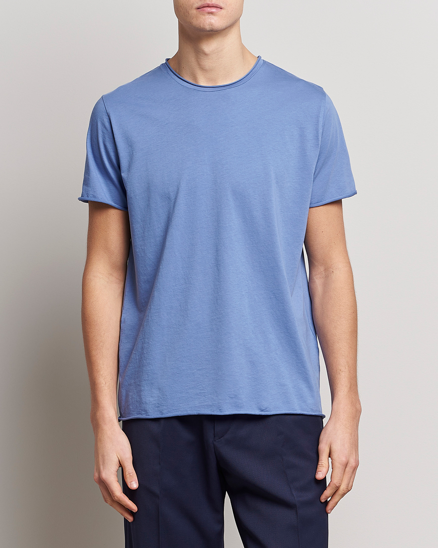 Uomini | T-shirt | Filippa K | Roll Neck Crew Neck Tee Coral Blue
