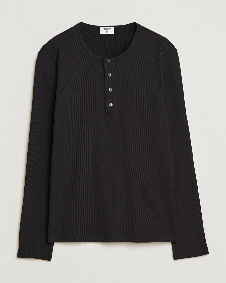 Uomini | Maglieria | Filippa K | Rib Henley Black