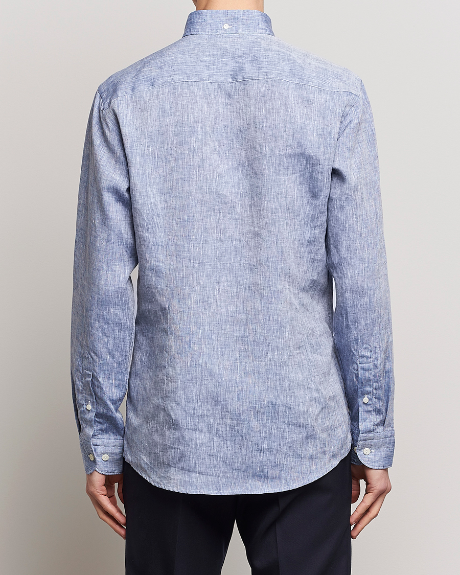 Uomini | Camicie | Eton | Slim Fit Linen Shirt Mid Blue