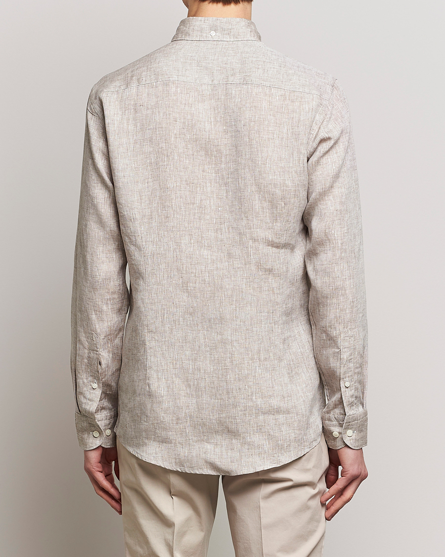 Uomini | Camicie | Eton | Slim Fit Linen Shirt Brown