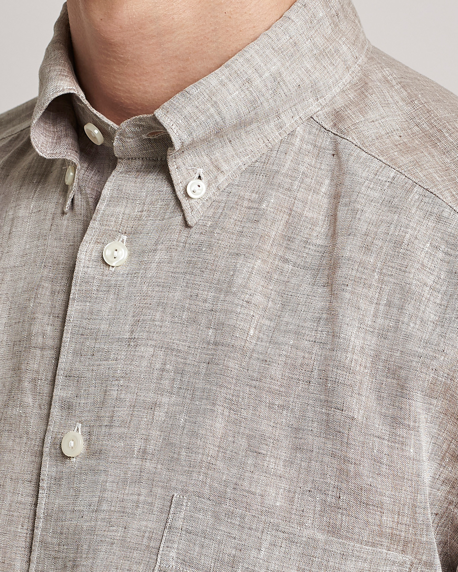 Uomini | Camicie | Eton | Slim Fit Linen Shirt Brown