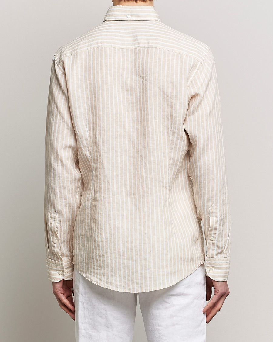 Uomini | Camicie | Eton | Slim Fit Striped Linen Shirt Brown