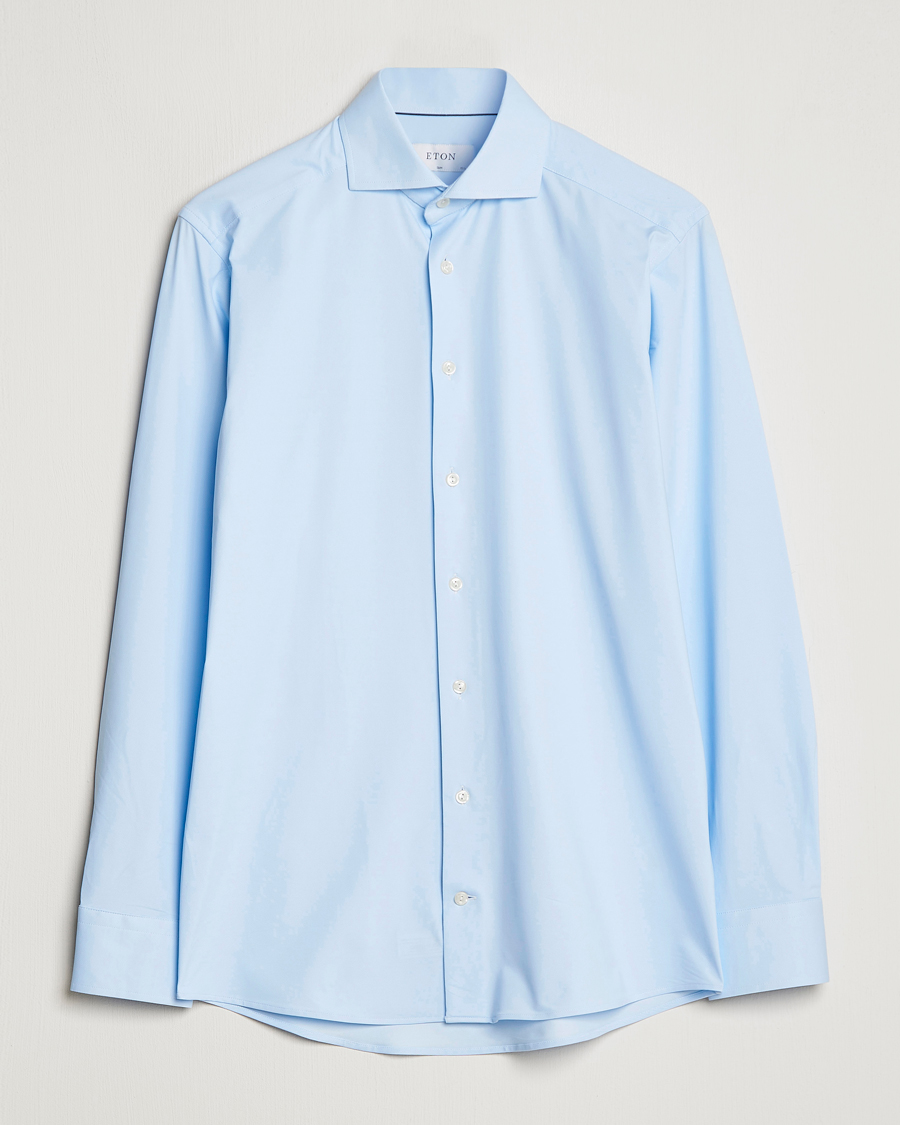 Uomini | Camicie | Eton | Slim Fit Four Way Stretch Shirt Light Blue