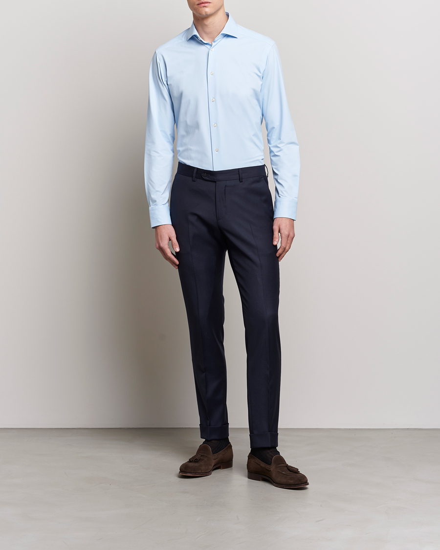 Uomini | Camicie | Eton | Slim Fit Four Way Stretch Shirt Light Blue