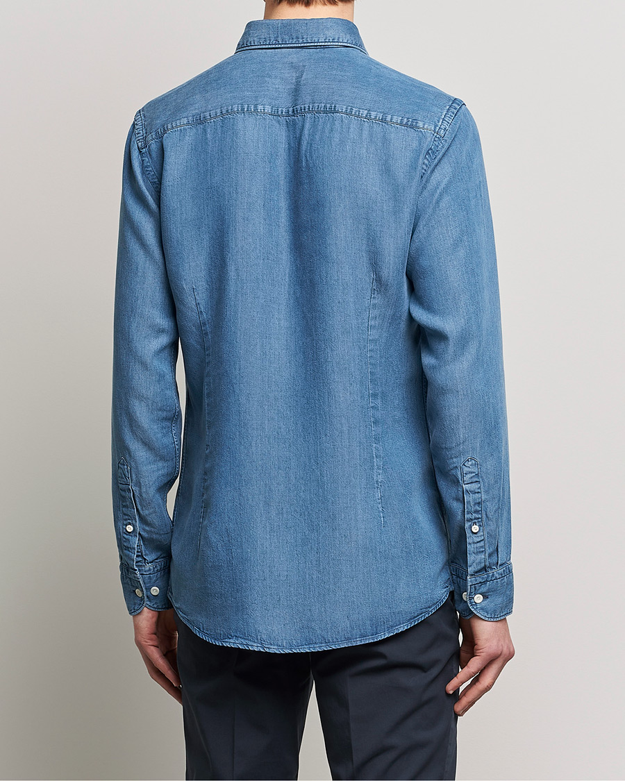 Uomini | Camicie | Eton | Light Denim Tencel Shirt Navy Blue