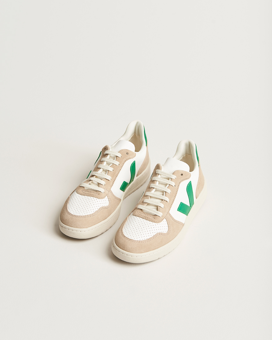 Uomini | Veja V-10 Chromefree Leather Extra White/Emeraude Green | Veja | V-10 Chromefree Leather Extra White/Emeraude Green