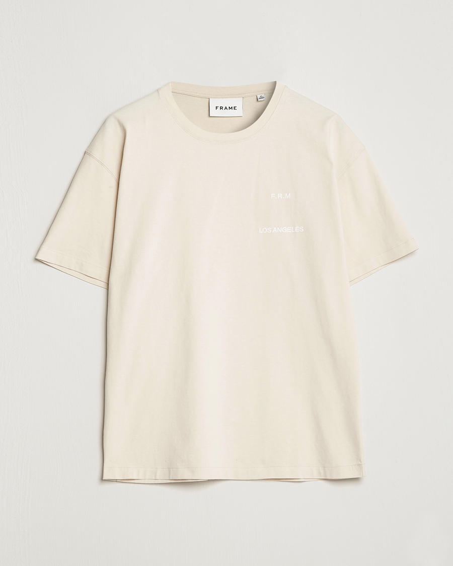Uomini | T-shirt | FRAME | Logo Print T-Shirt White Beige