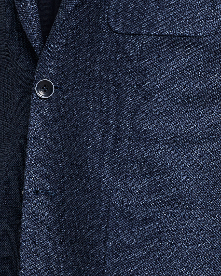 Uomini | Blazers | Canali | Linen/Cotton Jersey Blazer Dark Blue