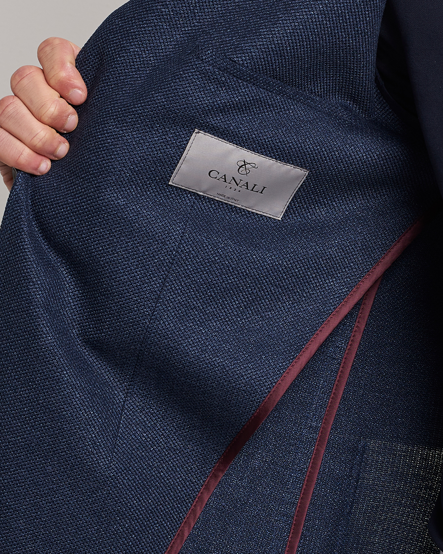 Uomini | Blazers | Canali | Linen/Cotton Jersey Blazer Dark Blue
