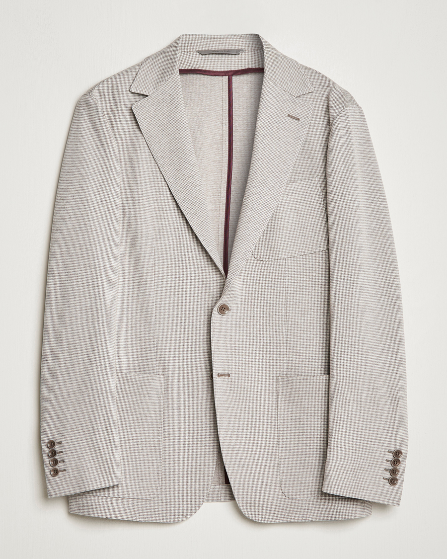 Uomini | Blazers | Canali | Houndstooth Jersey Blazer Beige