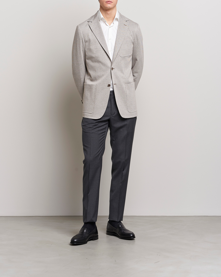 Uomini | Blazers | Canali | Houndstooth Jersey Blazer Beige