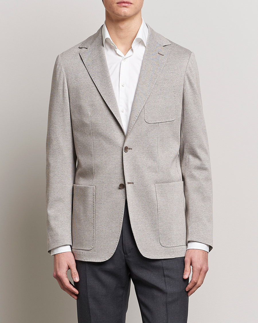 Uomini | Blazers | Canali | Houndstooth Jersey Blazer Beige
