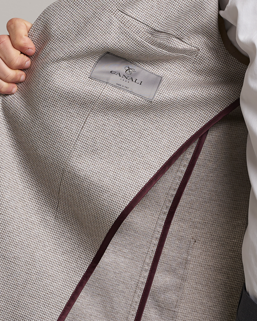 Uomini | Blazers | Canali | Houndstooth Jersey Blazer Beige