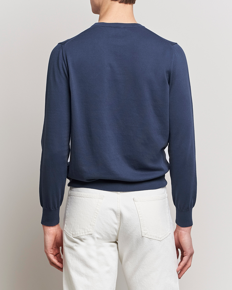 Uomini | Maglieria | Canali | Cotton Crew Neck Pullover Steel Blue
