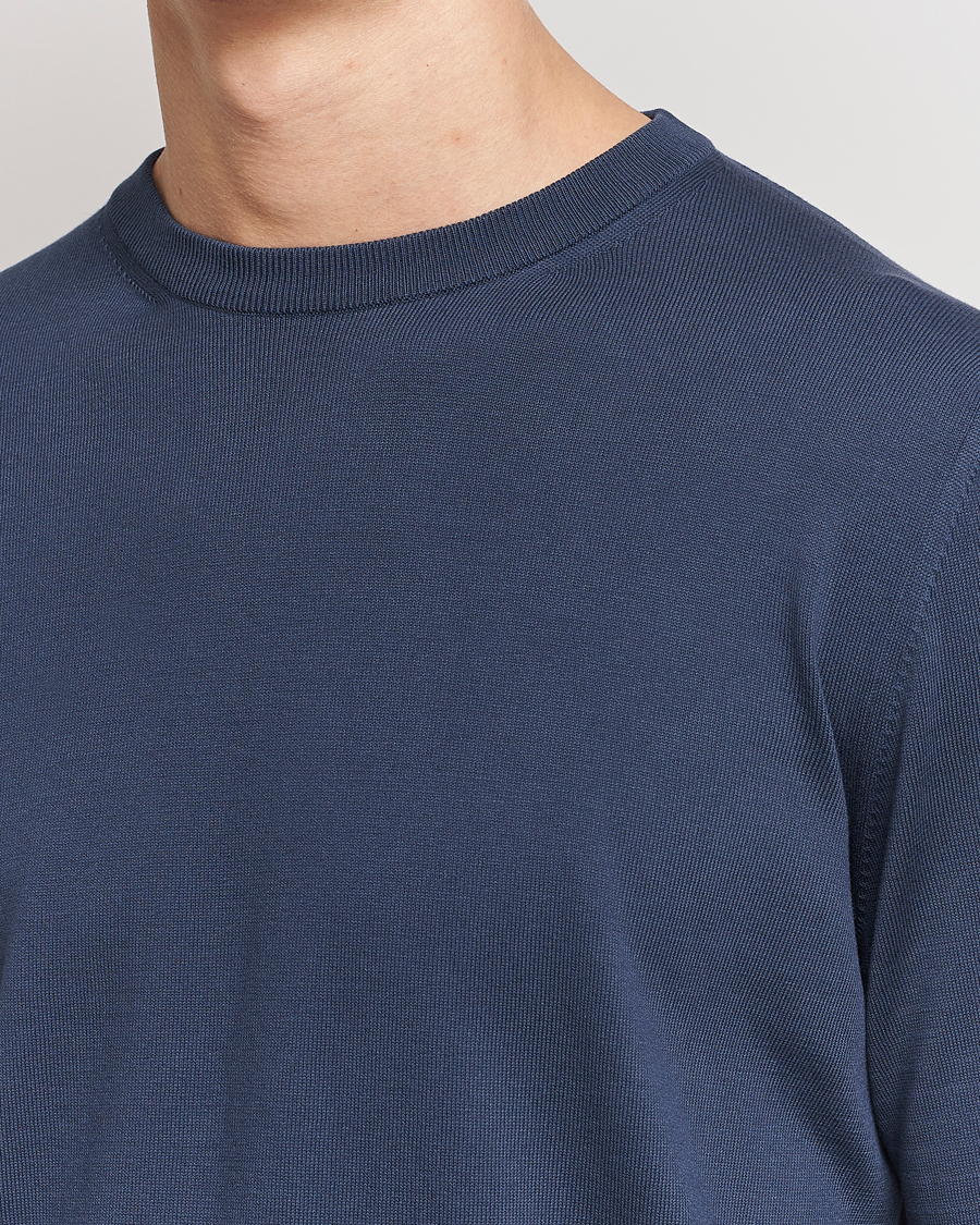 Uomini | Maglieria | Canali | Cotton Crew Neck Pullover Steel Blue