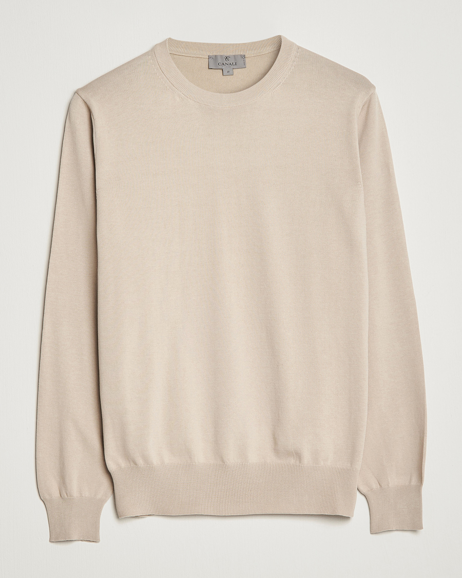 Uomini | Maglieria | Canali | Cotton Crew Neck Pullover Beige