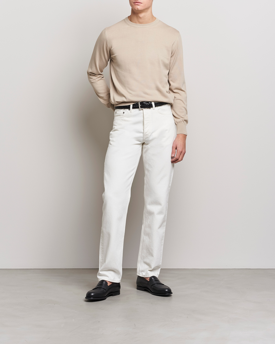 Uomini | Maglieria | Canali | Cotton Crew Neck Pullover Beige