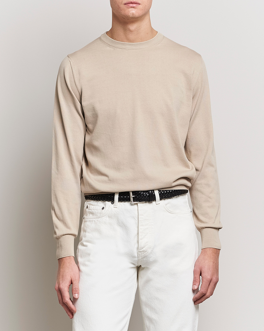 Uomini | Maglieria | Canali | Cotton Crew Neck Pullover Beige