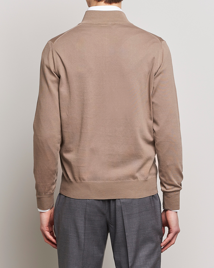 Uomini | Maglieria | Canali | Cotton Half Zip Sweater Brown