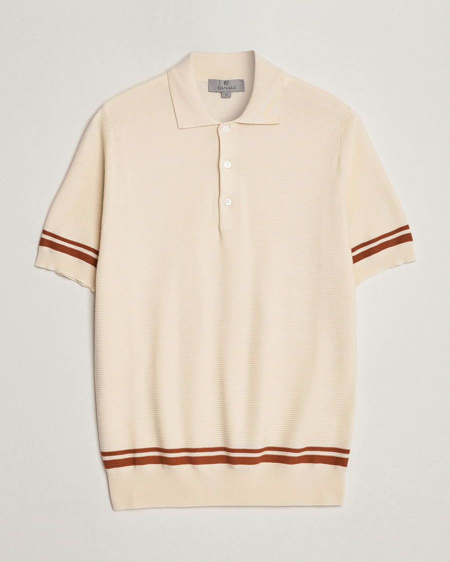 Uomini | Maglieria | Canali | Short Sleeve Knitted Polo Beige