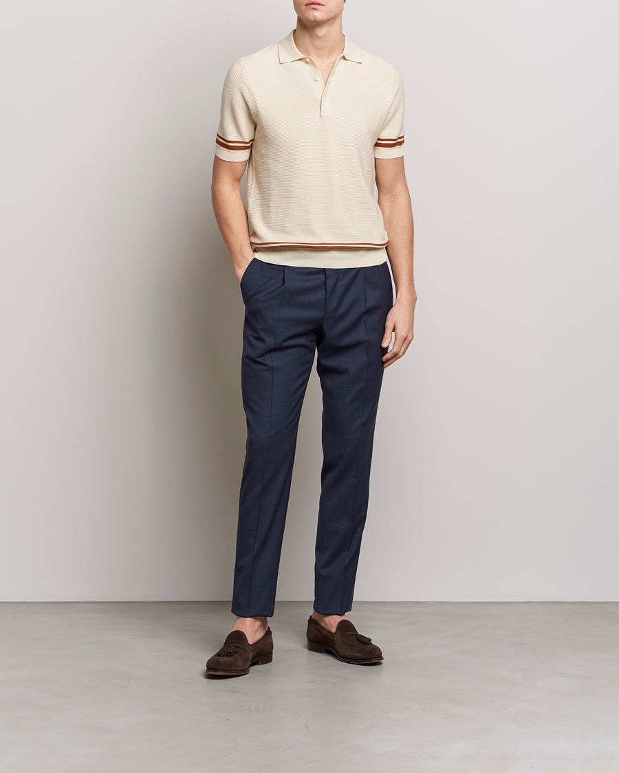Uomini | Maglieria | Canali | Short Sleeve Knitted Polo Beige