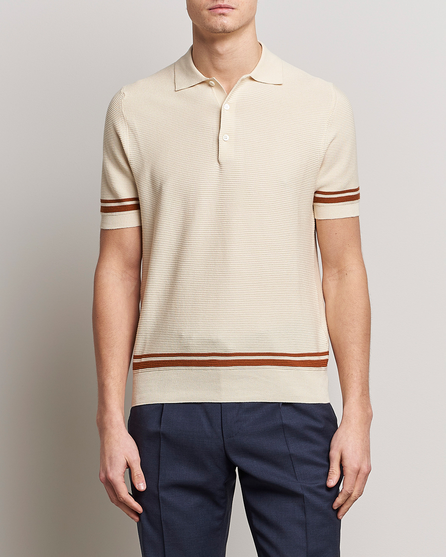 Uomini | Maglieria | Canali | Short Sleeve Knitted Polo Beige