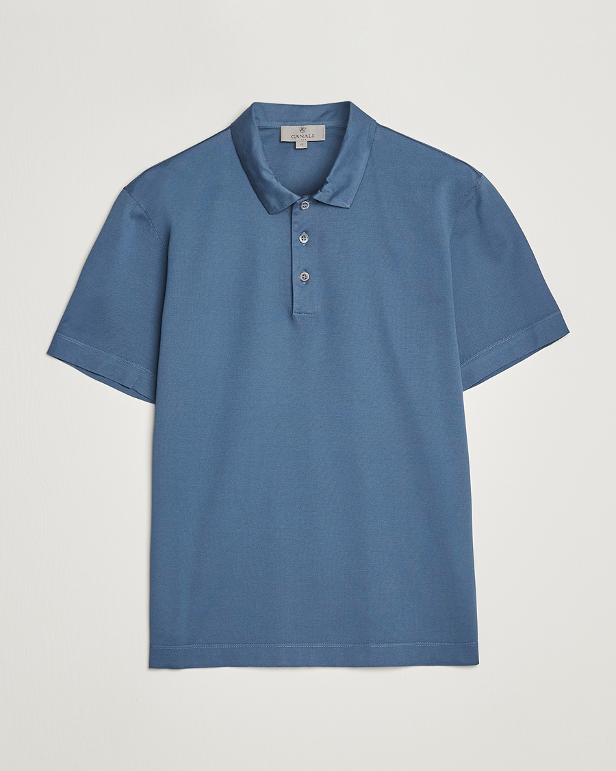 Uomini | Polo | Canali | Short Sleeve Polo Pique Steel Blue