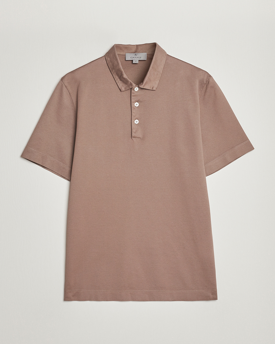 Uomini | Polo | Canali | Short Sleeve Polo Pique Taupe