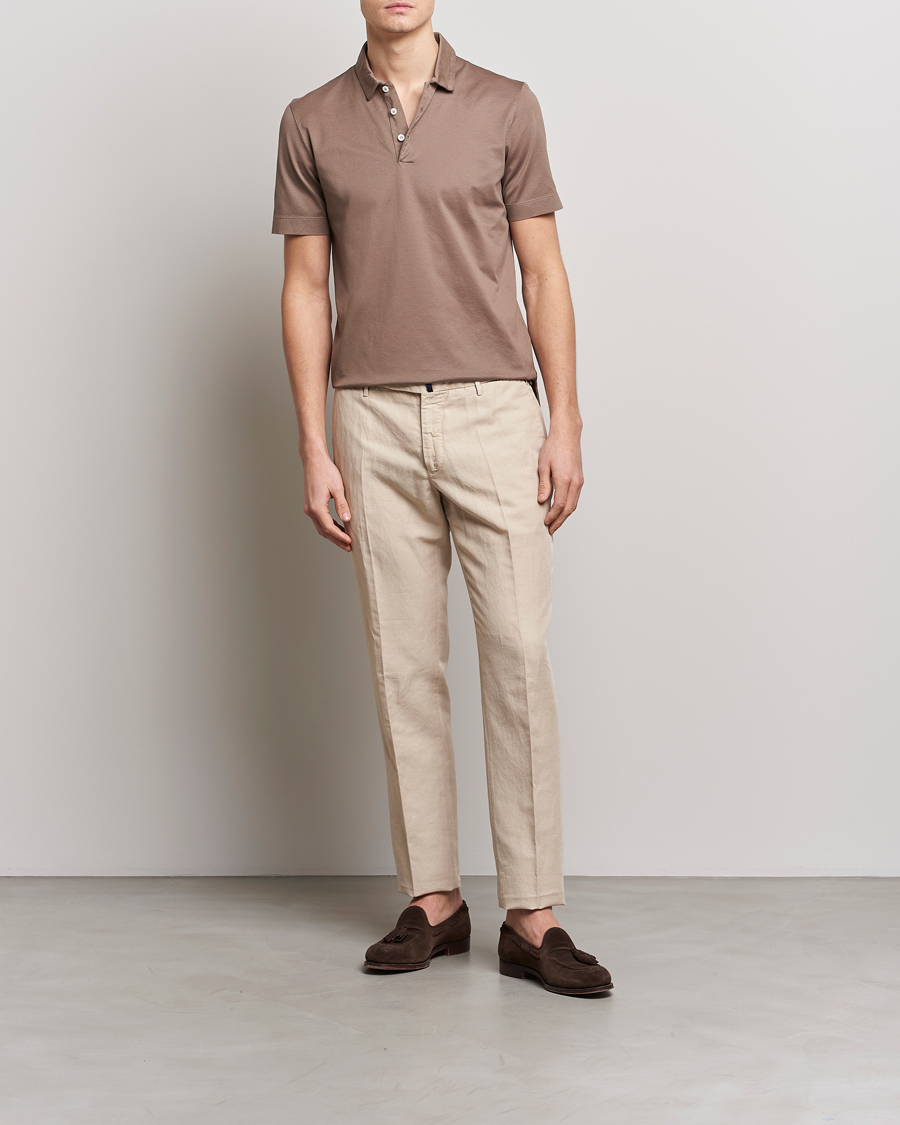 Uomini | Polo | Canali | Short Sleeve Polo Pique Taupe